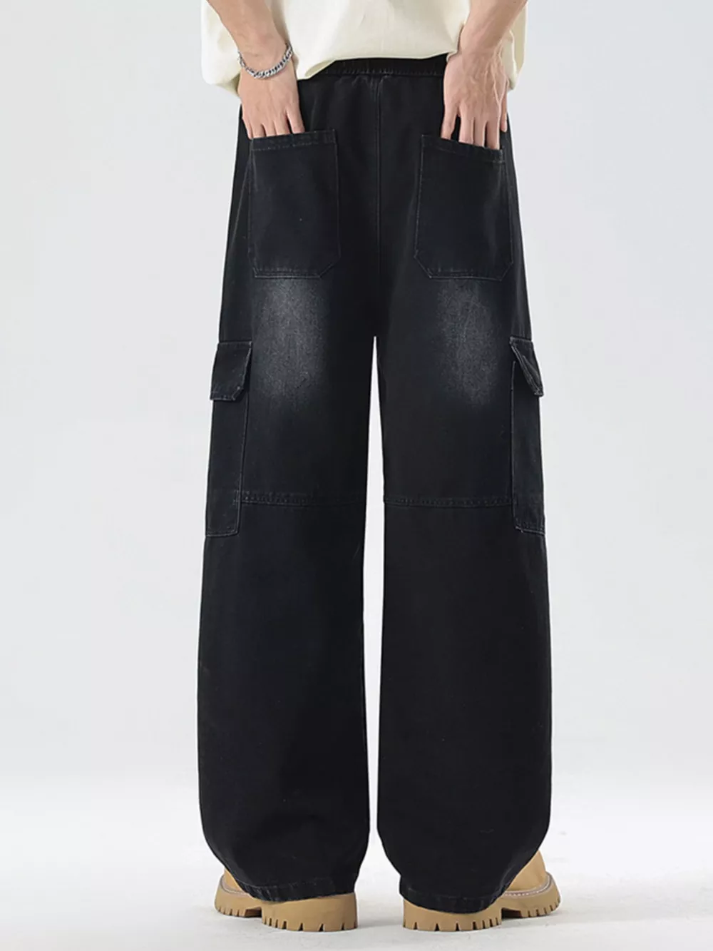 Men's Full Size Vintage Wash Wide Leg Jeans Plus Size, image 2