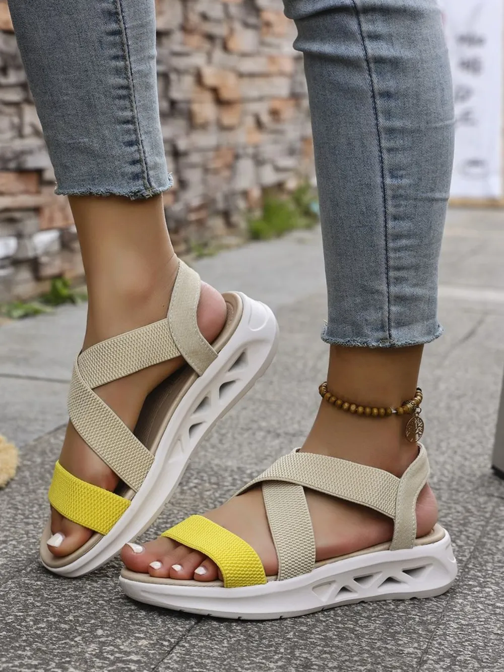 Crisscross Open Toe Platform Sandals, image 4
