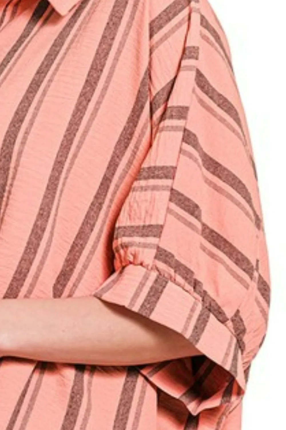 Woven Yarn-Dye Stripe Oversized Button Down Shirt, image 2