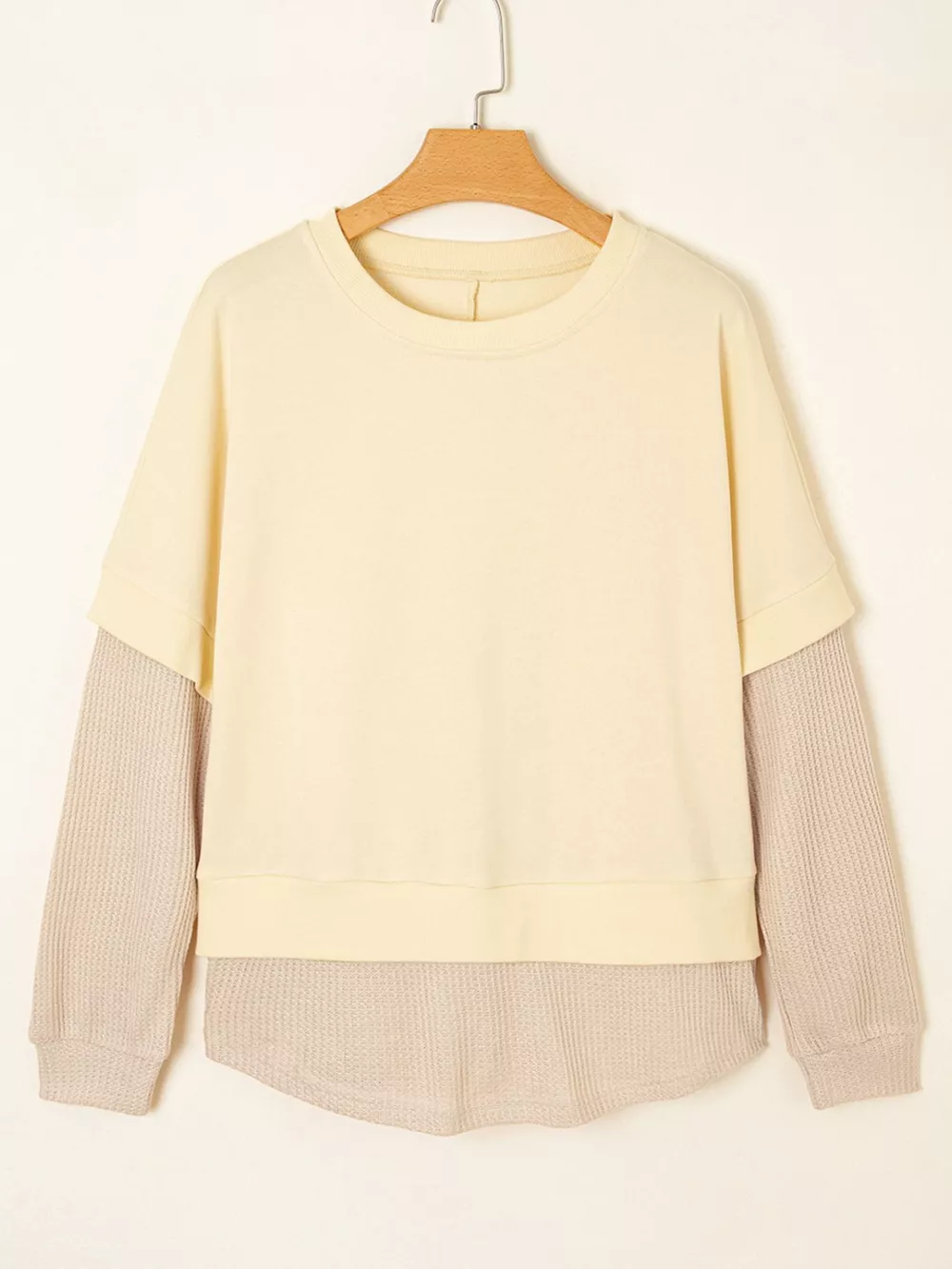 2 in 1 Faux Two Piece Patchwork Round Neck Sweatshirt, image 5