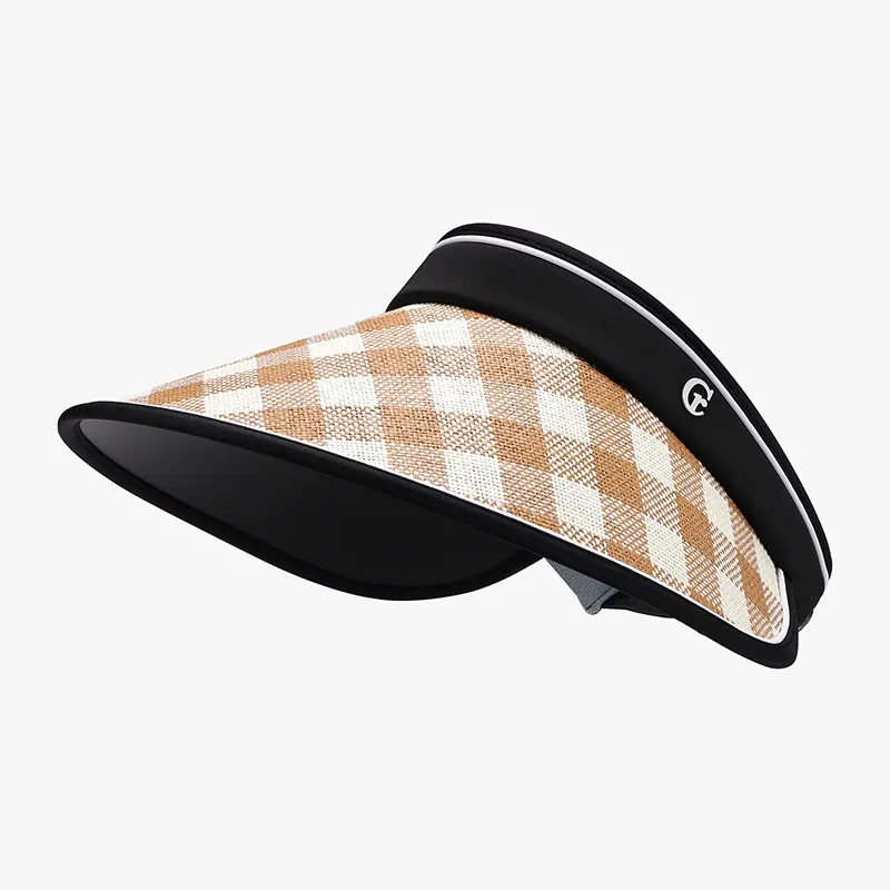 Plaid Natural Grass Adjustable Sun Hat, image 4