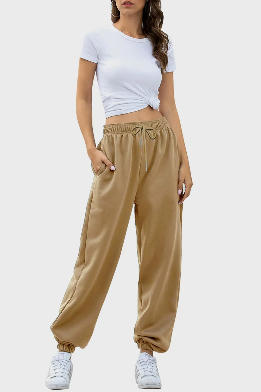Elastic Waist Joggers with Pockets, image 21