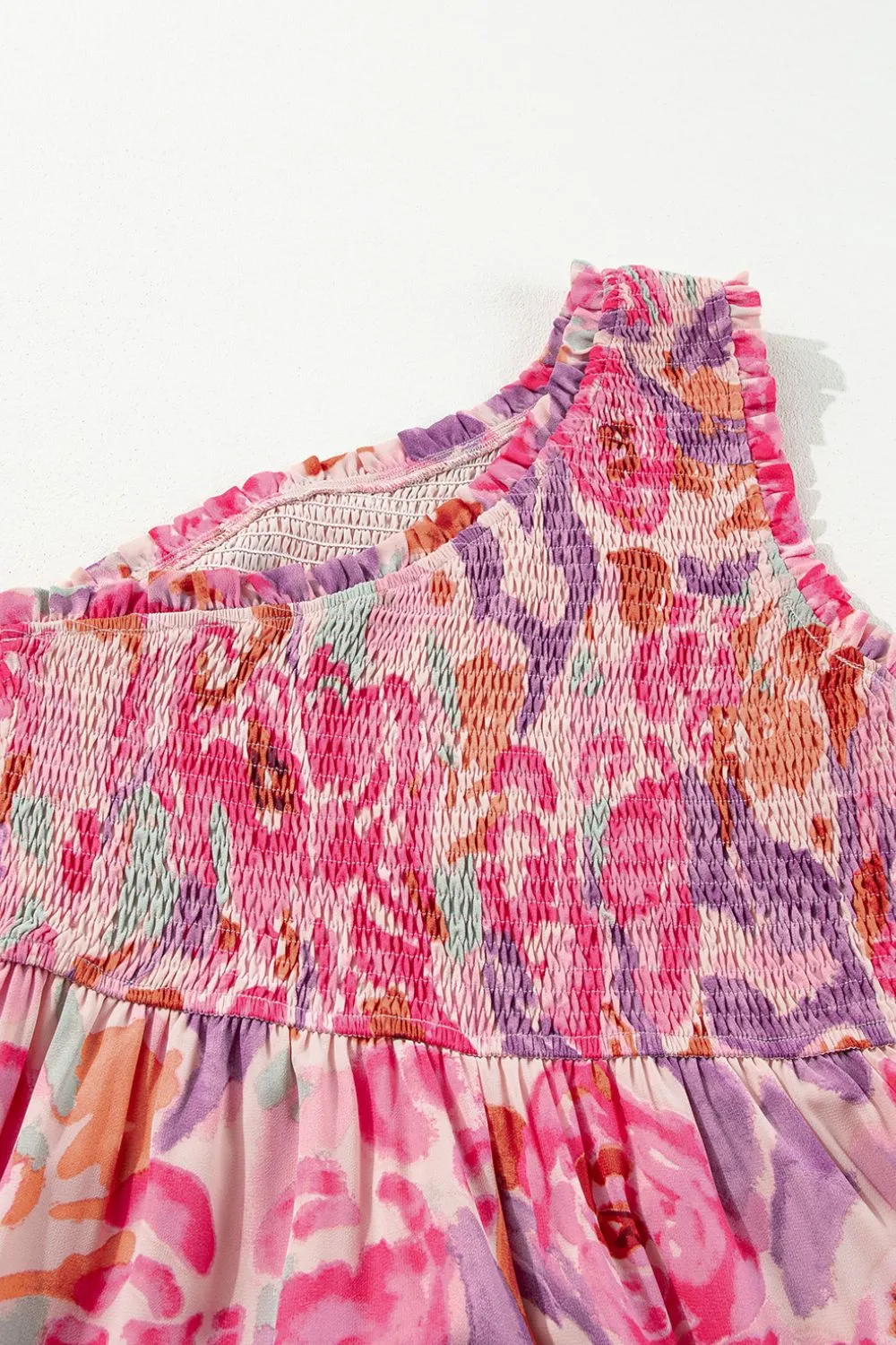 Floral Print Shirred One Shoulder Maxi Dress, image 2