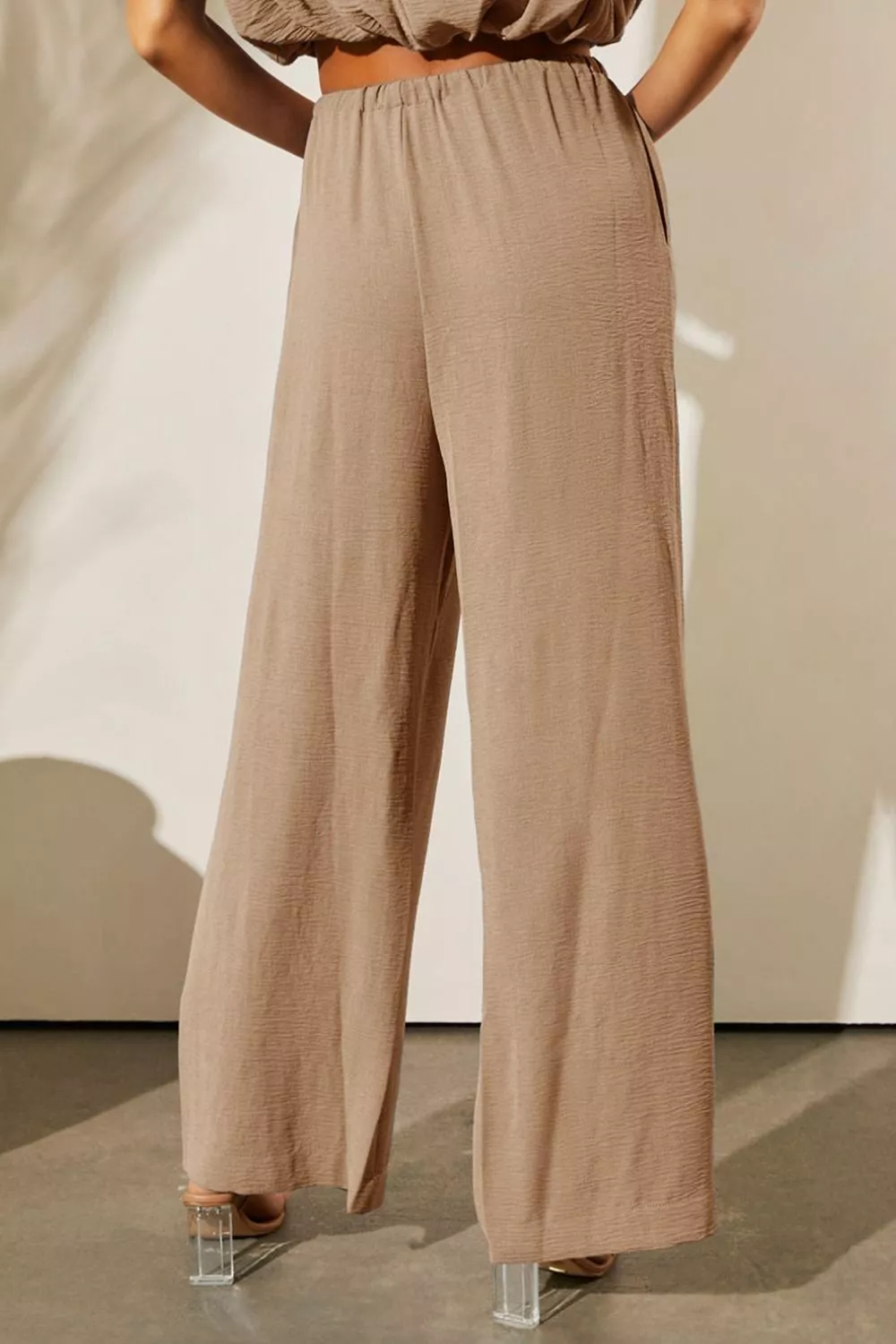 Solid Color Keyhole Puffy Tank Drawstring Loose Pants 2pcs Outfit, image 4