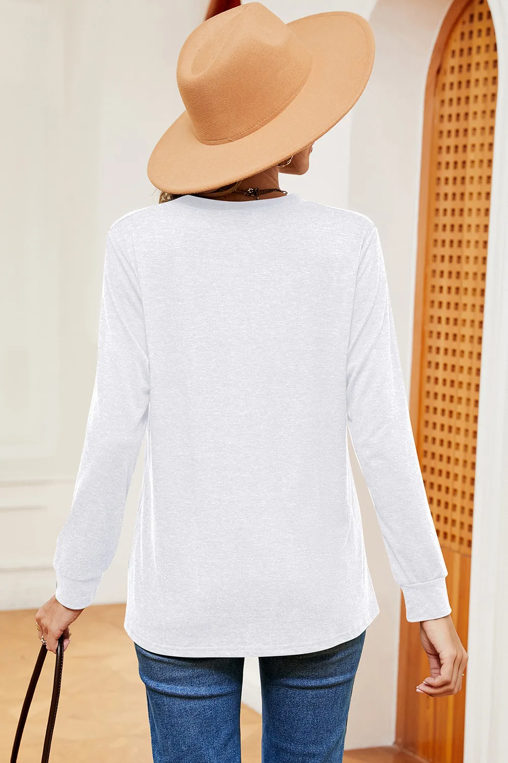 Notched Long Sleeve T-Shirt, image 3