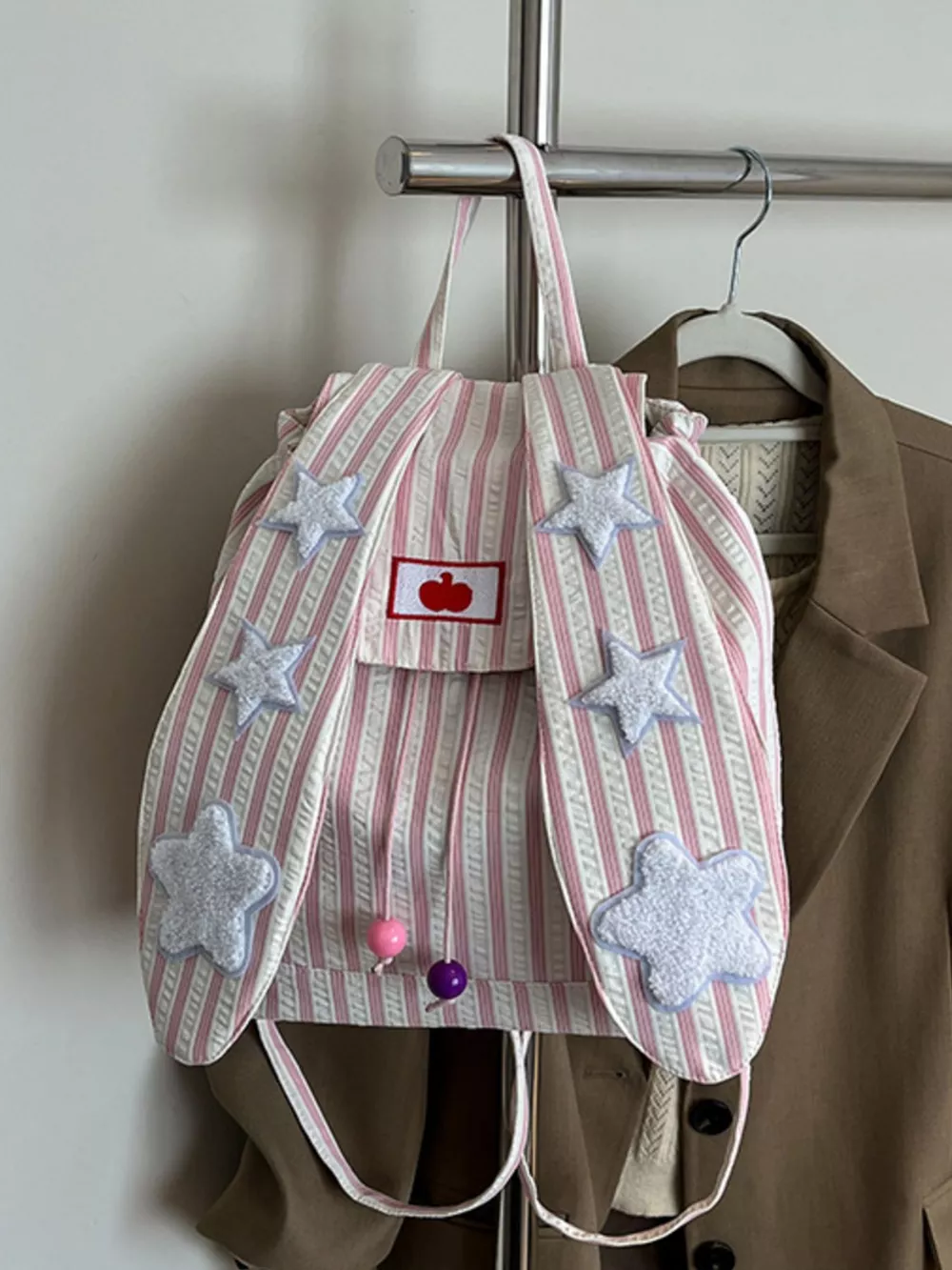 Striped Star Bunny Ear Backpack Bag, image 7