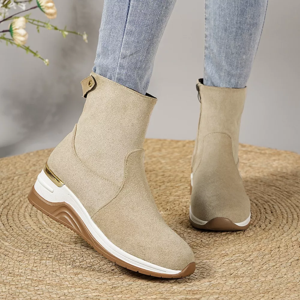 Suede Ankle Boots with Wedge Heel, image 2