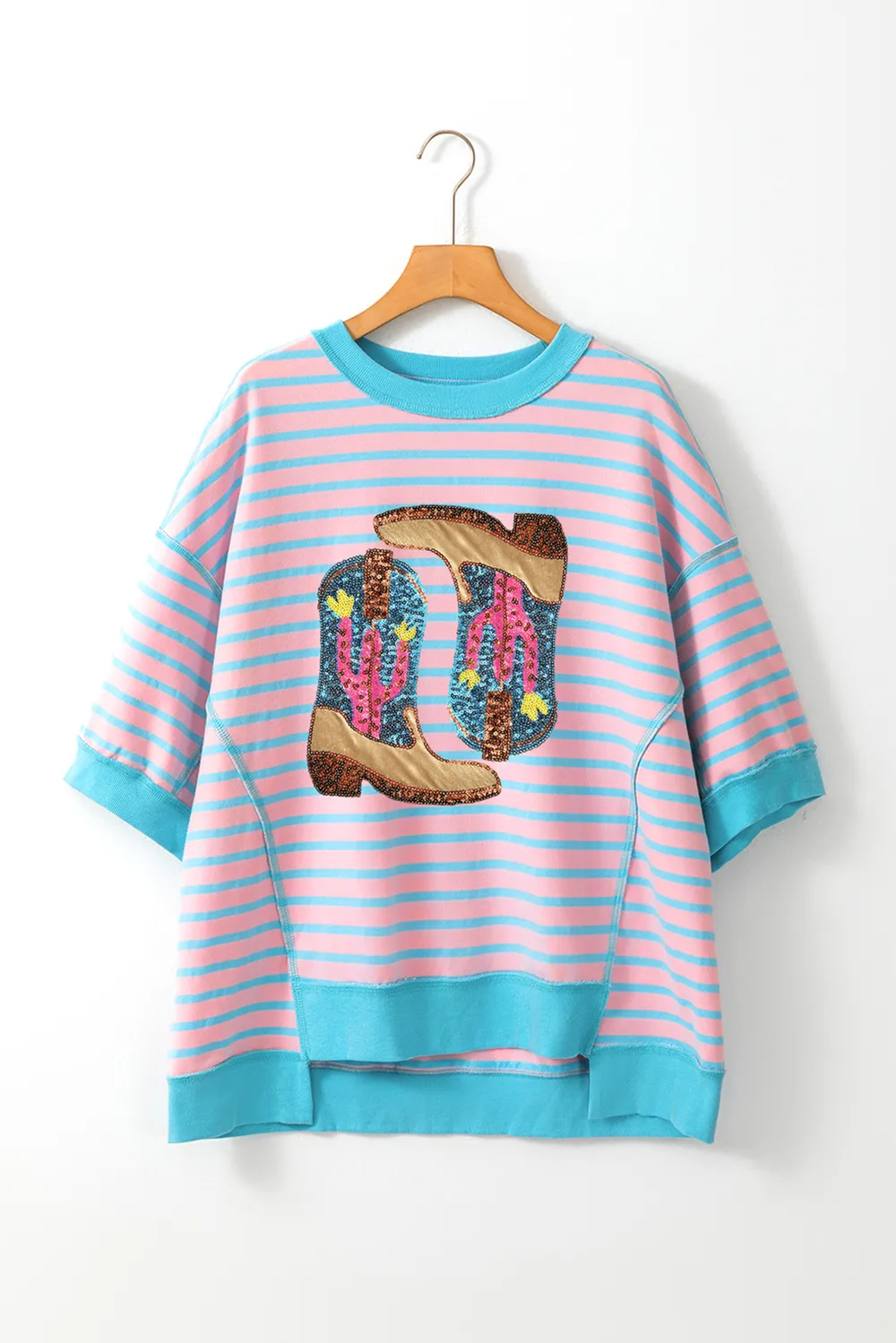Boots Striped Round Neck Half Sleeve T-Shirt, image 2