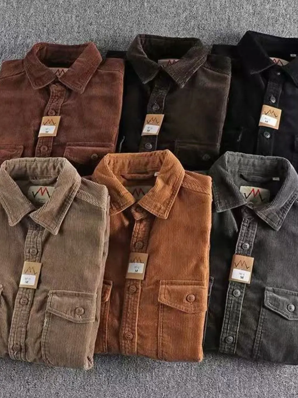Men's Plus Size Corduroy Long Sleeve Button Up Shirt, image 8