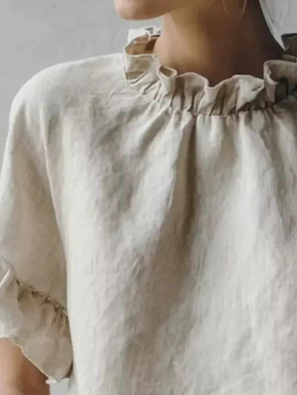 Full Size Elegant Ruffle-Neck Short Sleeve Blouse Plus Size, image 11