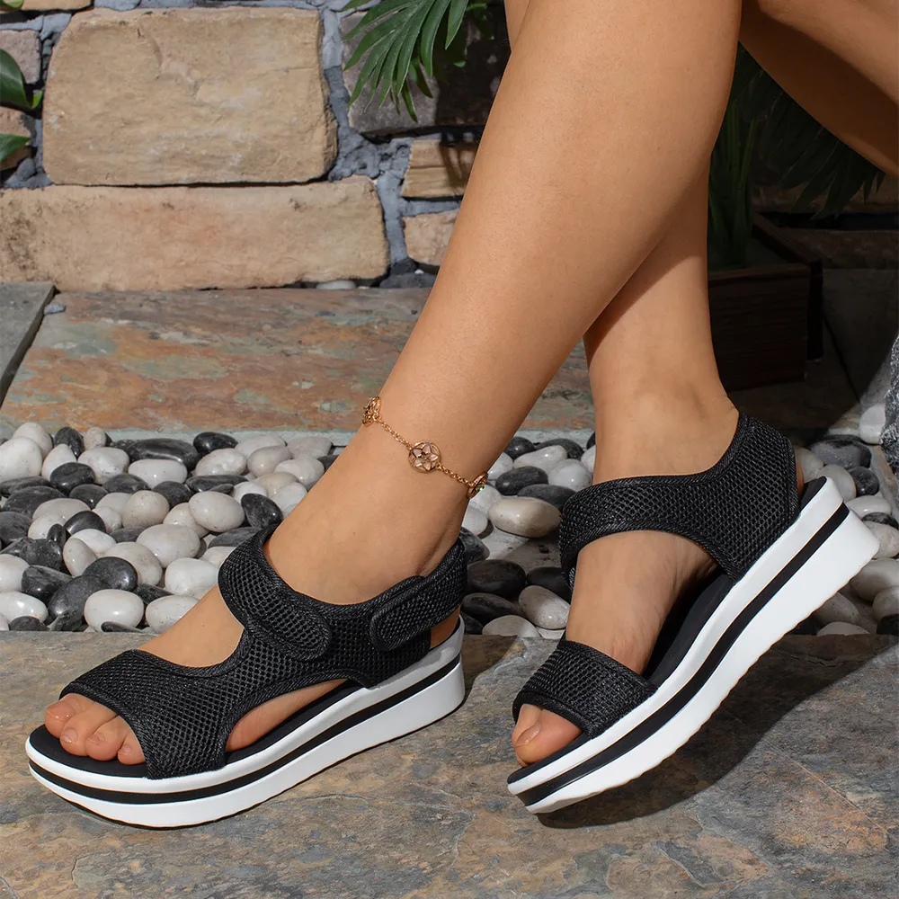 Mesh Open Toe Platform Sandals, image 14