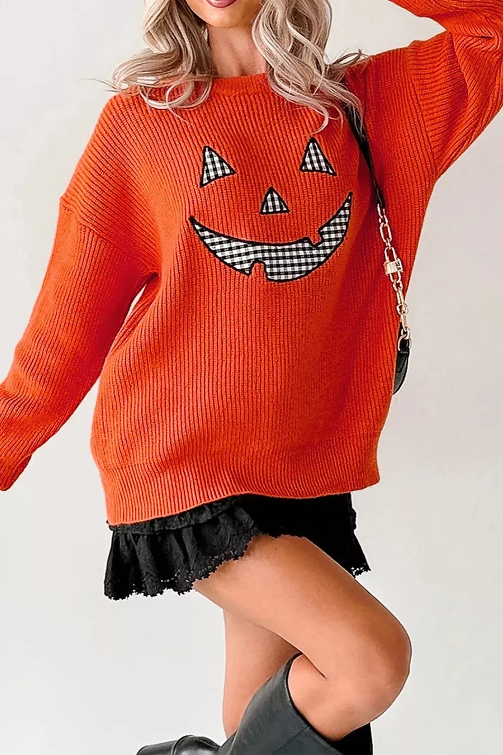 Drop Shoulder Long Sleeve Round Neck Halloween Sweater, image 11