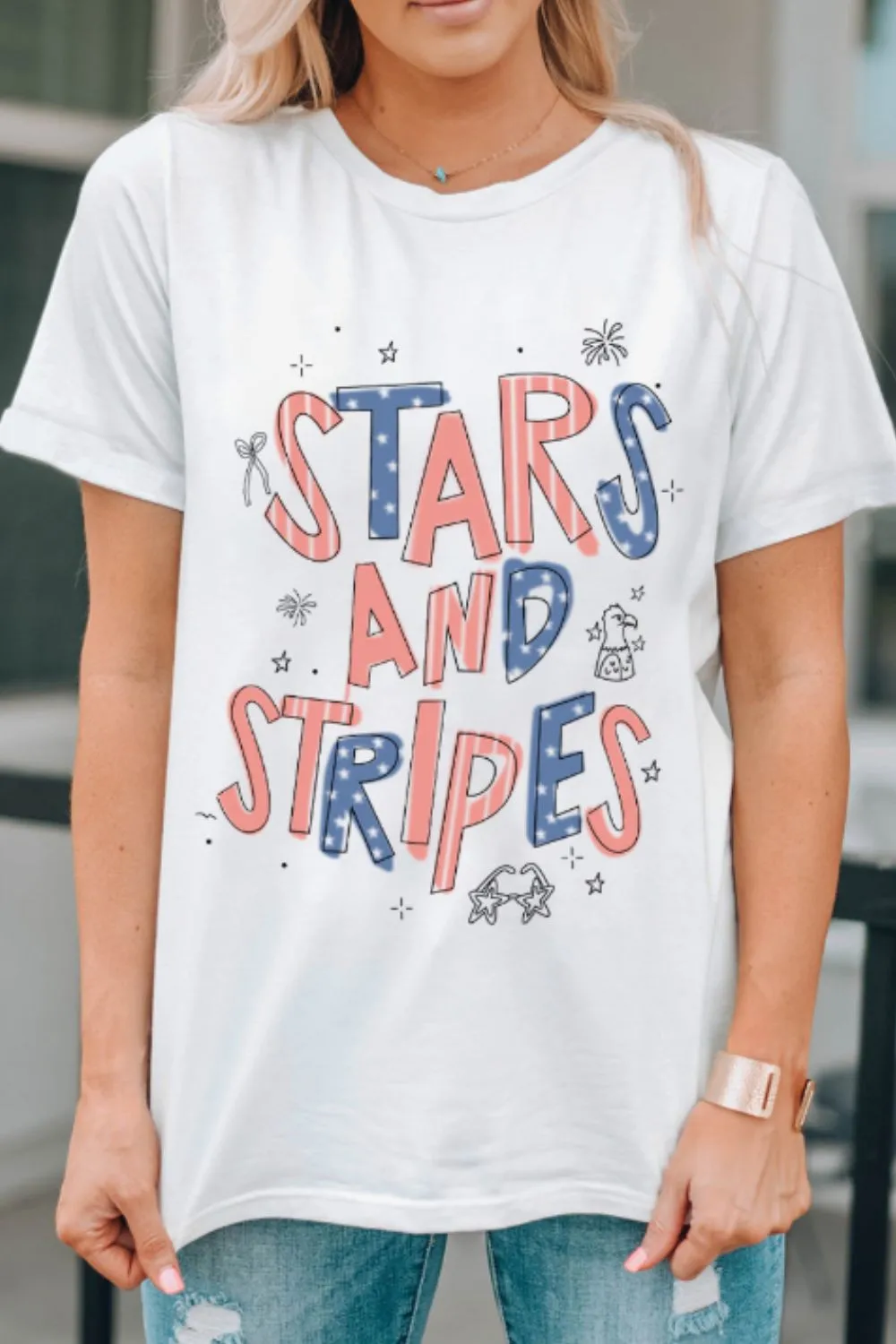 Stars and Stripes Patriotic Graphic T-Shirt, image 2