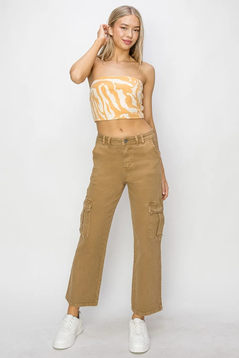 Full Size High Rise Cargo Jeans, image 2