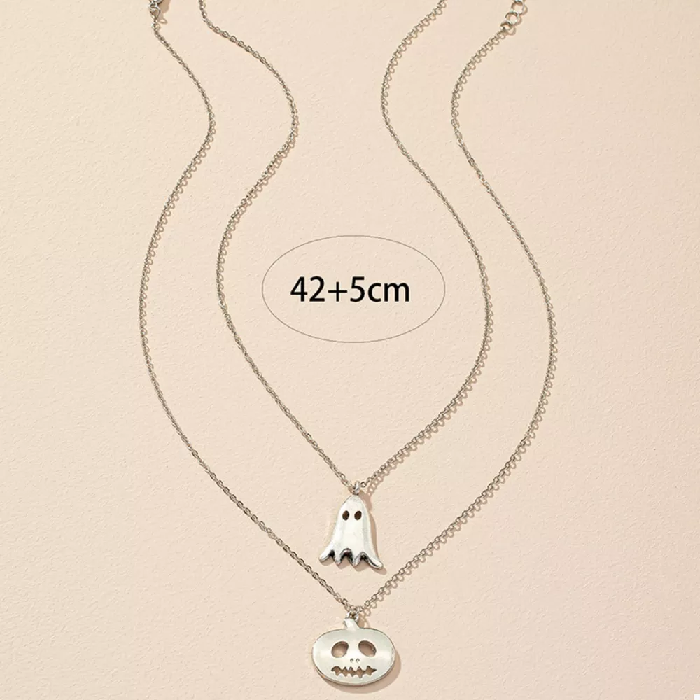 2 Piece Halloween Ghost & Pumpkin Pendant Necklace, image 5
