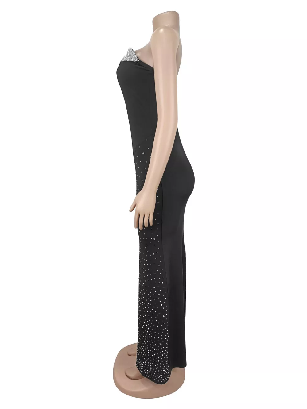 Rhinestone Slit Back Tube Maxi Dress, image 8