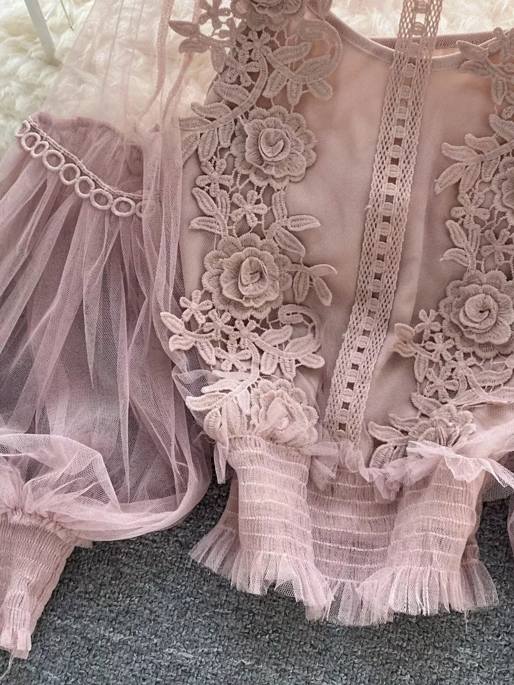 Floral Lace Blouse & Cami Set, image 13