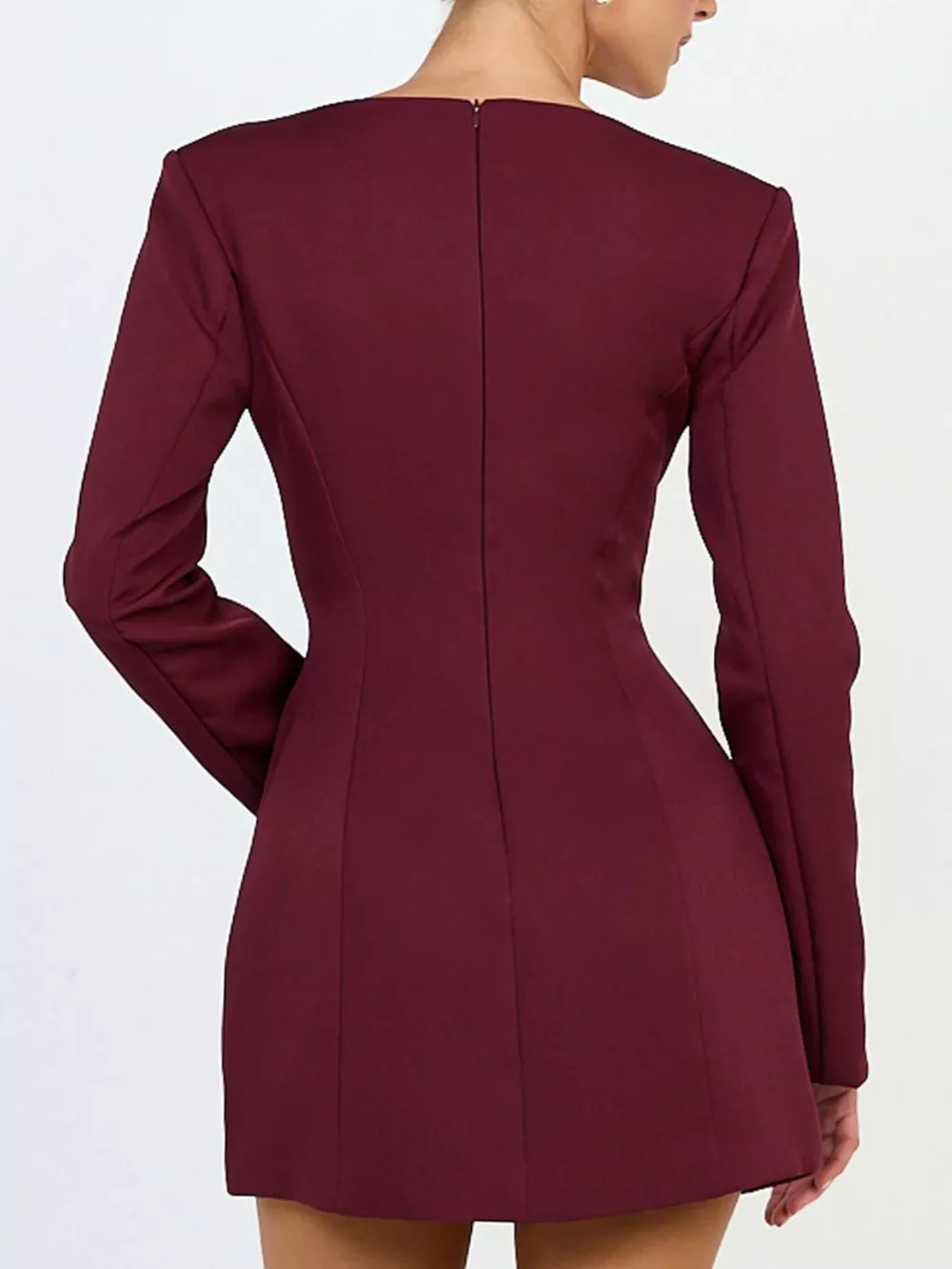 Deep V-Neck Button-Down Blazer Dress, image 4