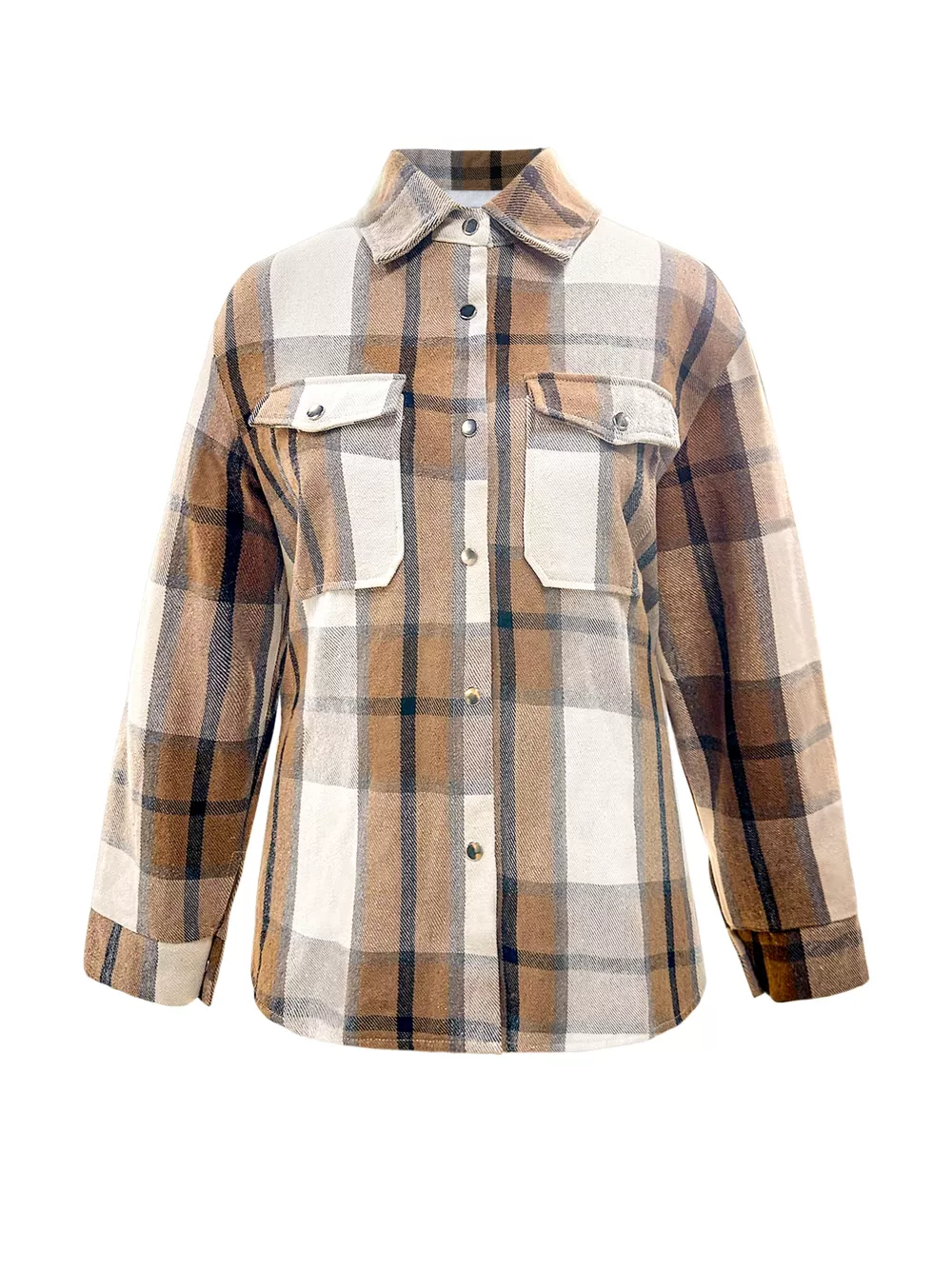 Plus Size Casual Plaid Button-Down Shirt, image 2