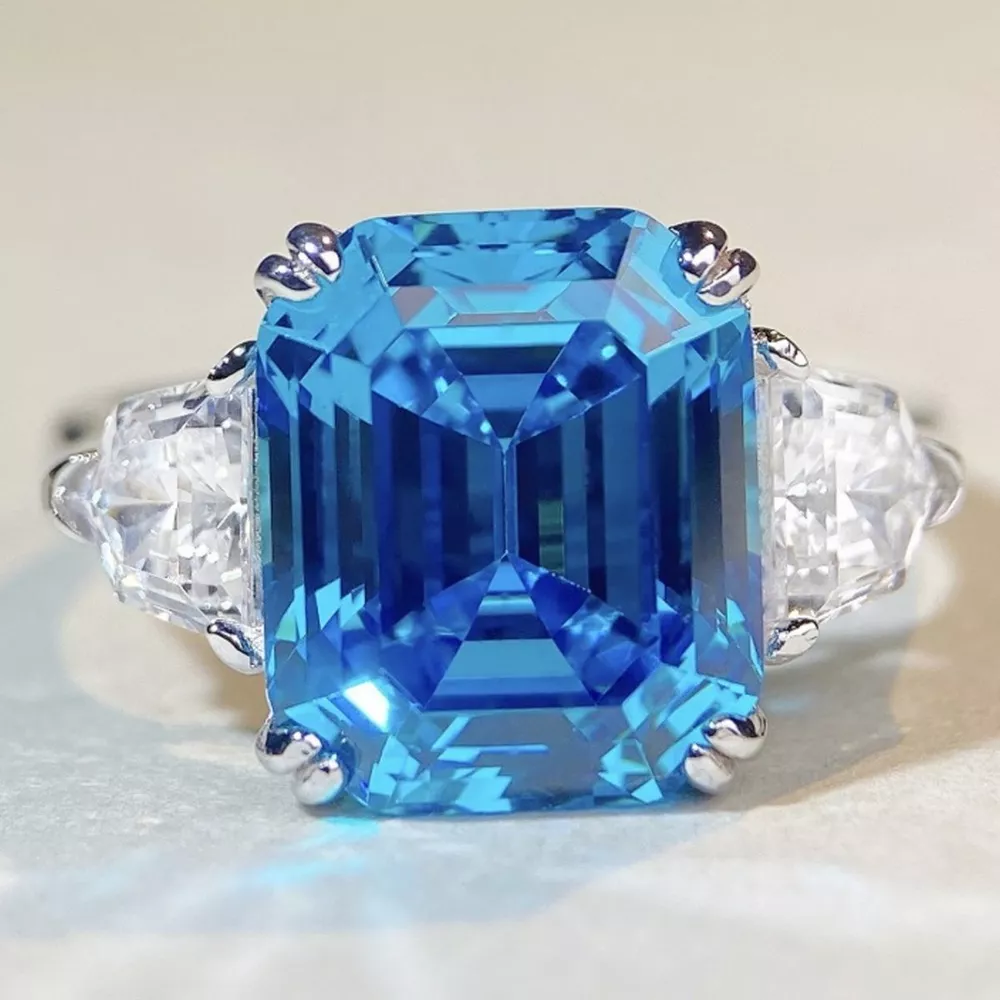 925 Sterling Silver Zircon Square Ring, image 8