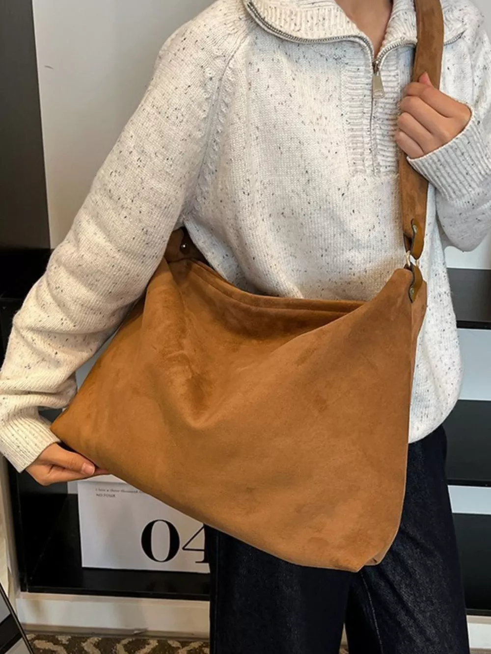 Suede Knot Shoulder Bag