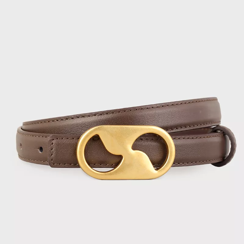Leather Belt with Golden Buckle, image 7