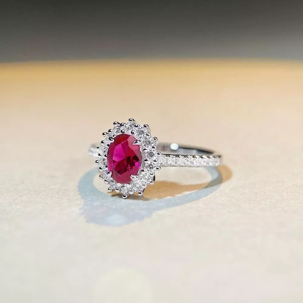 925 Sterling Silver Zircon Oval Ring, image 2