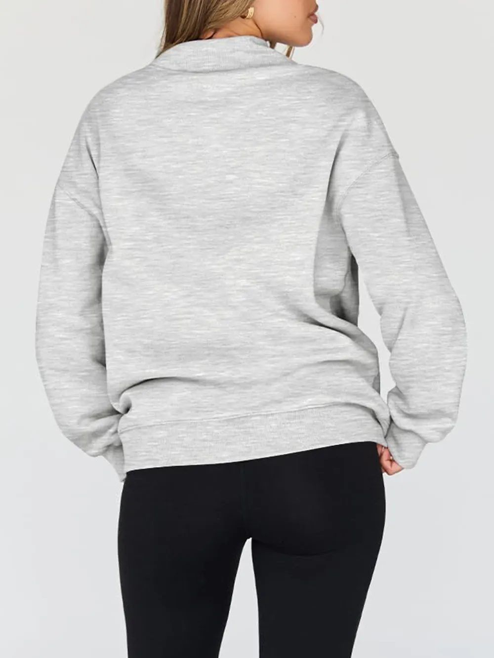 Mock Neck Drop Shoulder Long Sleeve Sweatshirt, image 17