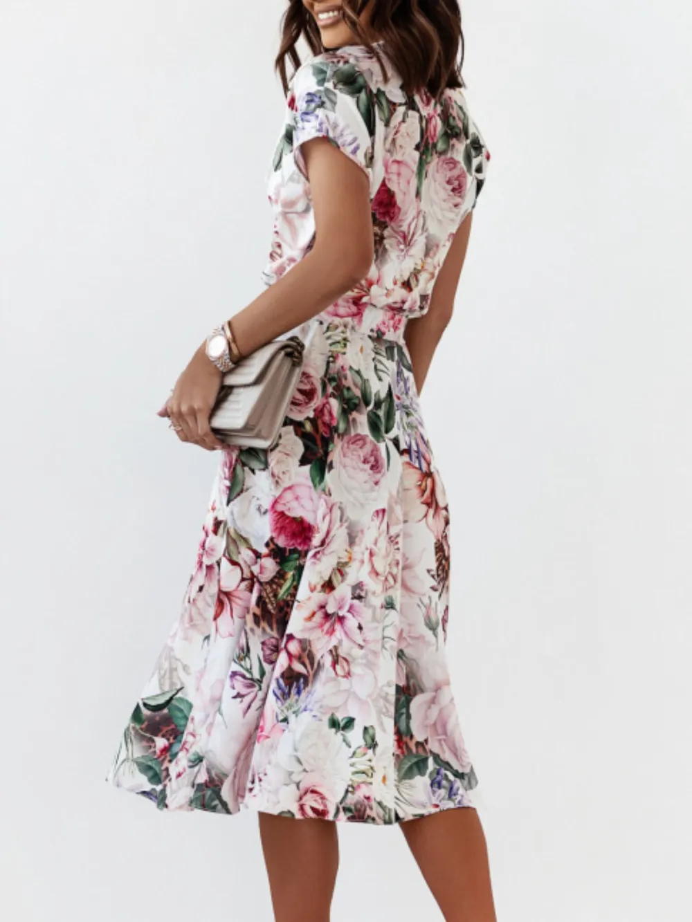Floral Short Sleeve Midi Dress, image 4