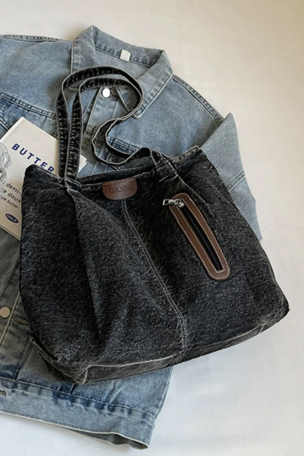 Medium Denim Tote Bag, image 2