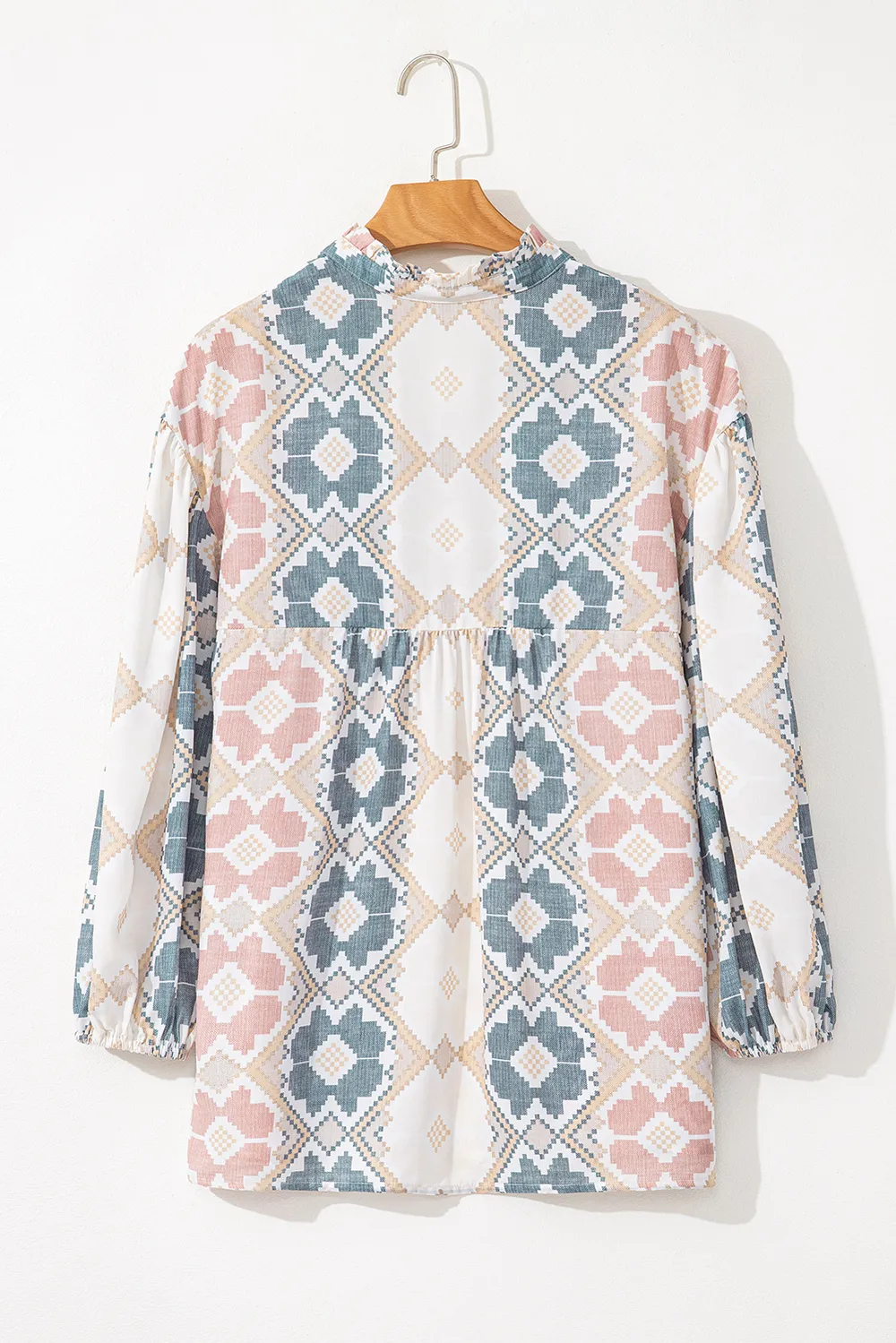 Tassel Tie Neck Balloon Sleeve Blouse, image 5