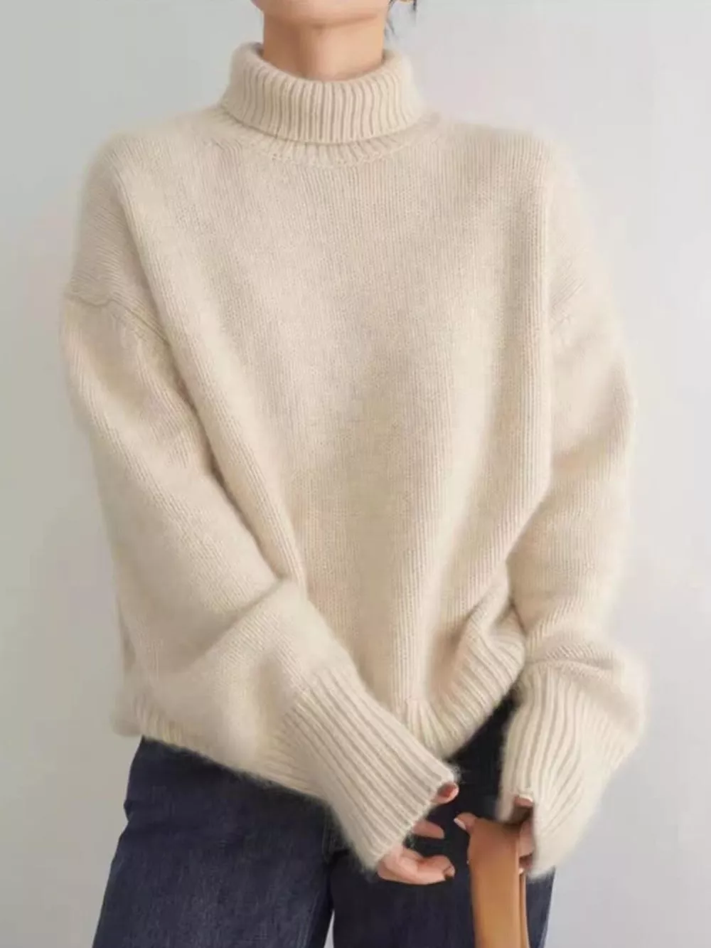 Turtleneck Dropped Shoulder Sweater
