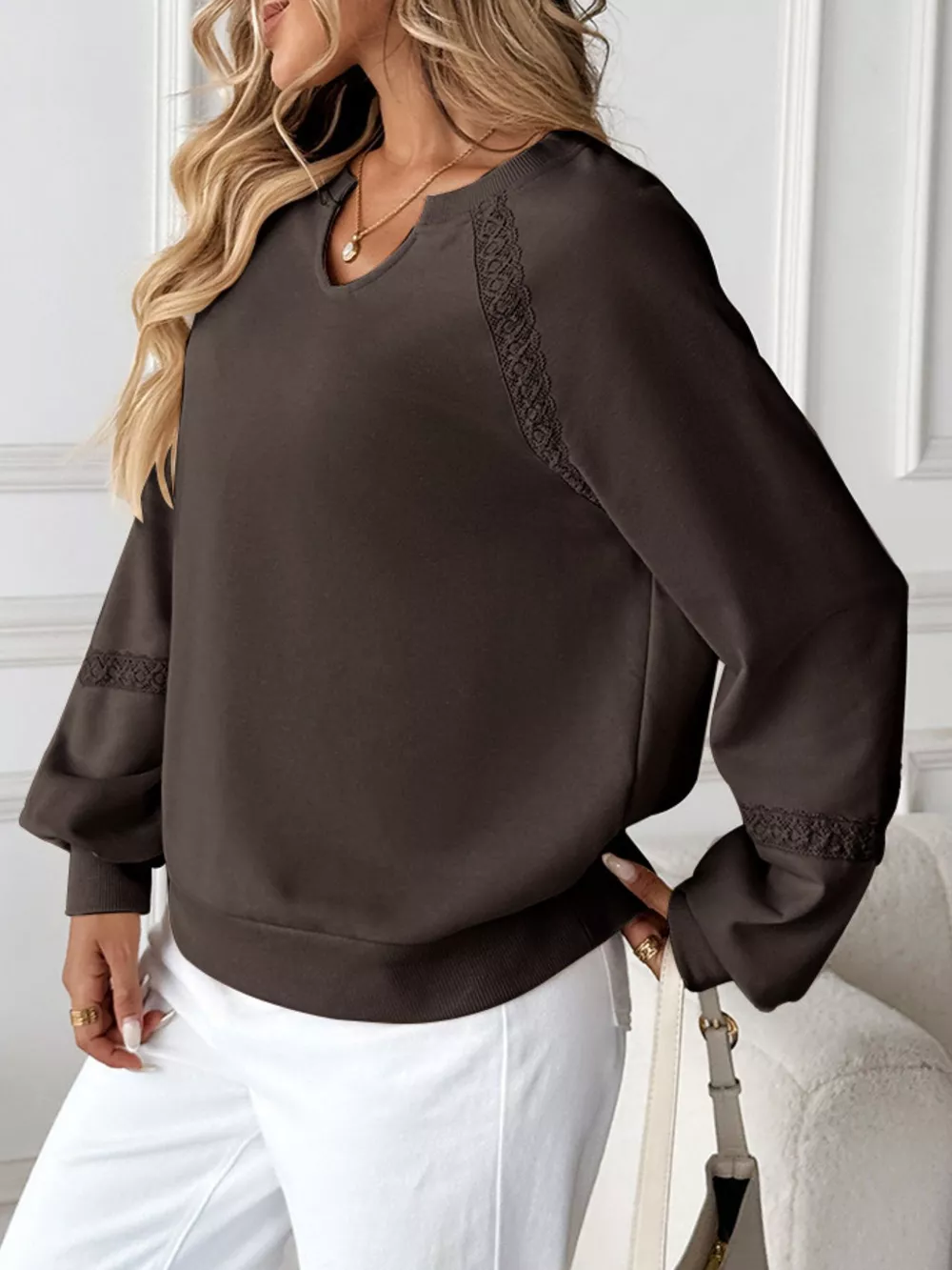 Notched Raglan Sleeve Sweatshirt, image 13
