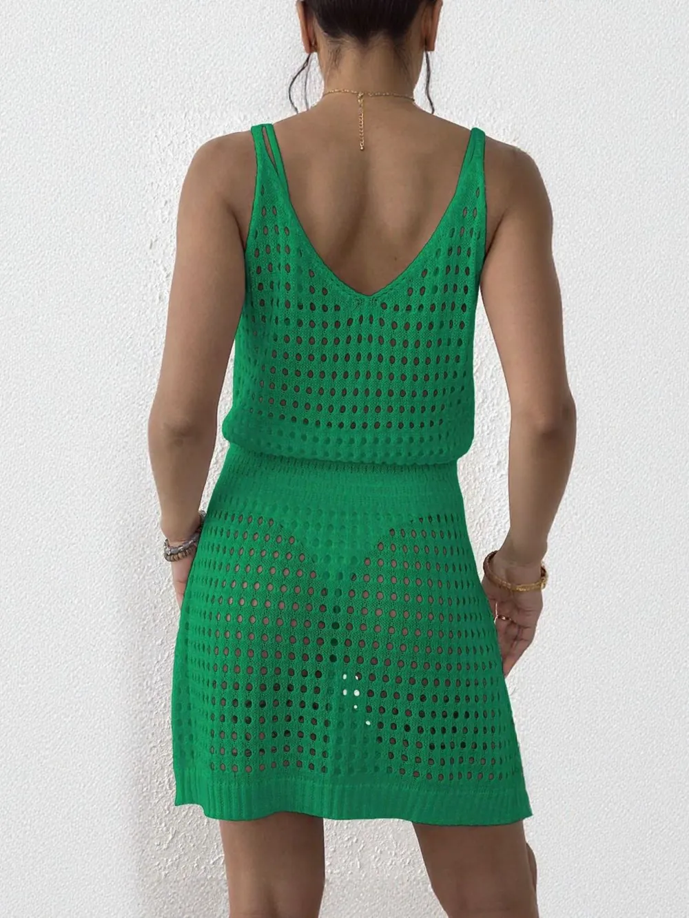 Openwork Sleeveless Knit Cover Up Dress, image 12