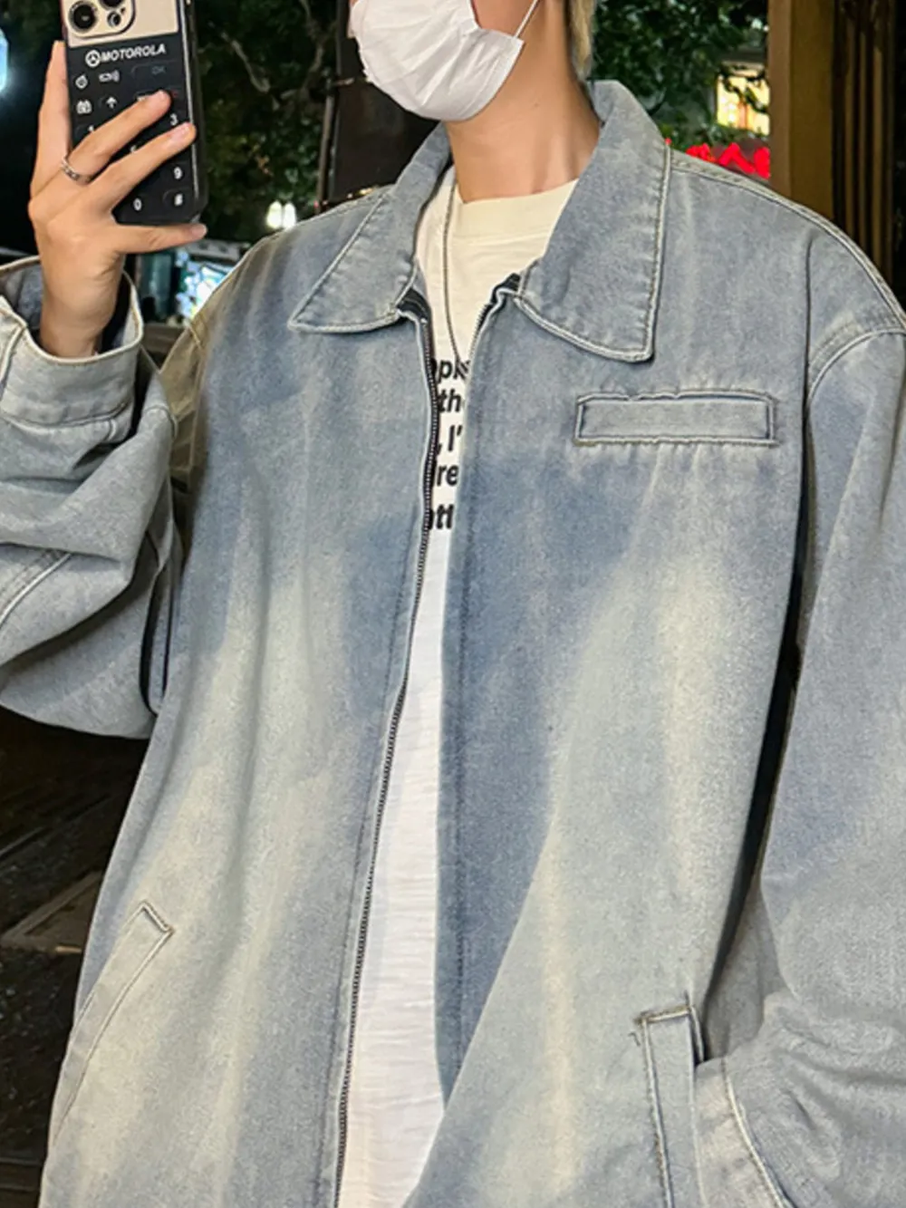 Men's Full Size Zip Up Long Sleeve Denim Jacket Plus Size, image 7