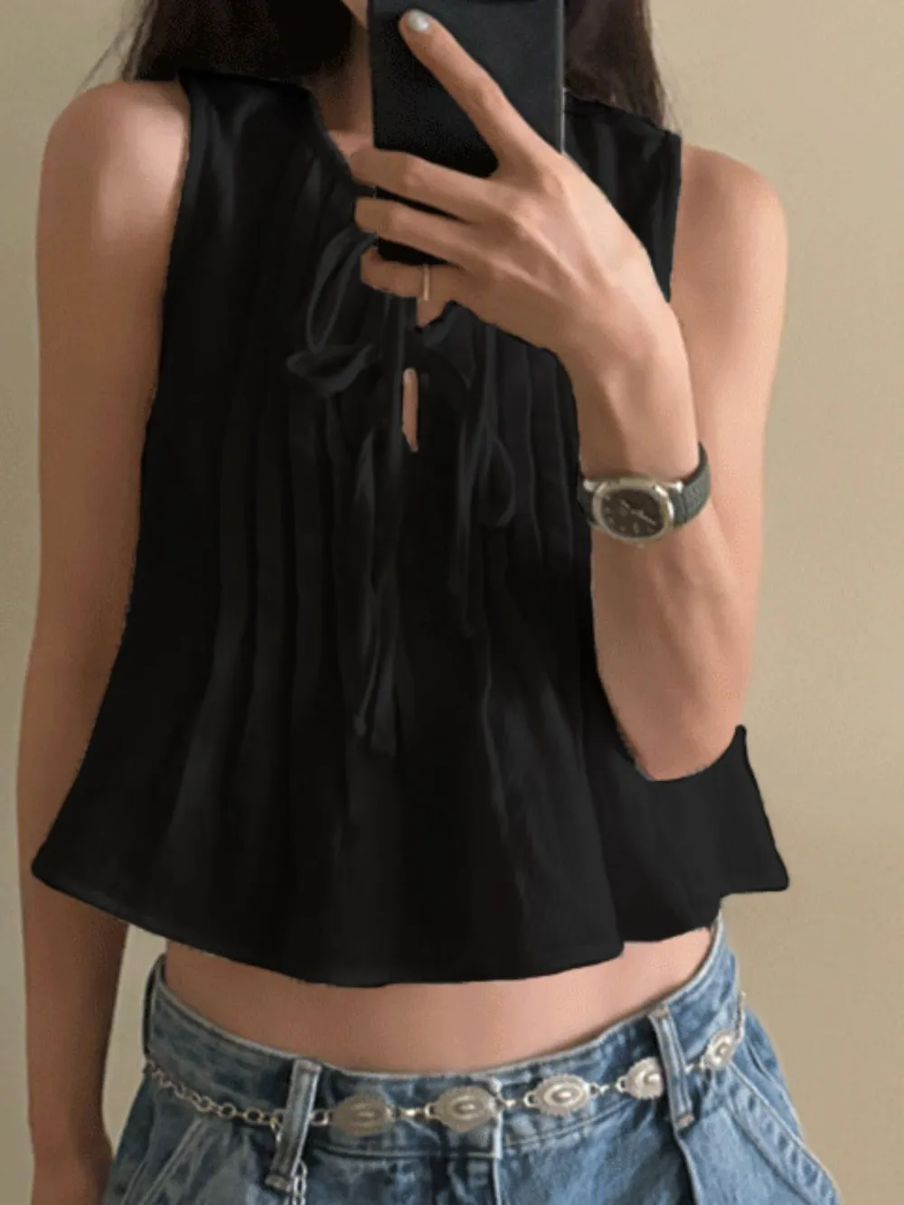 Tie-Front Sleeveless Summer Blouse, image 9