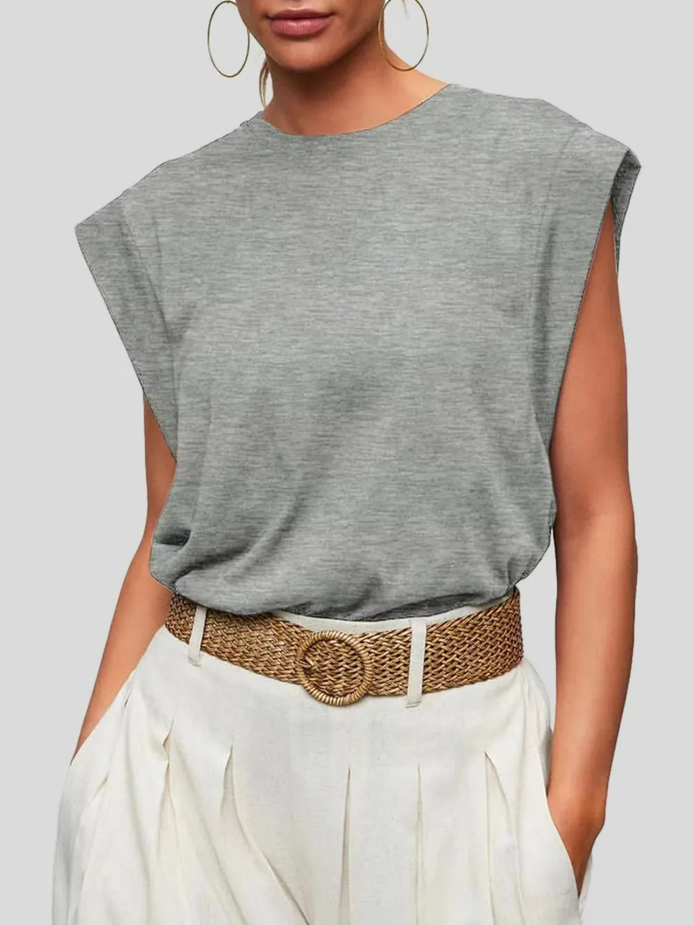 Round Neck Cap Sleeve T-Shirt, image 2