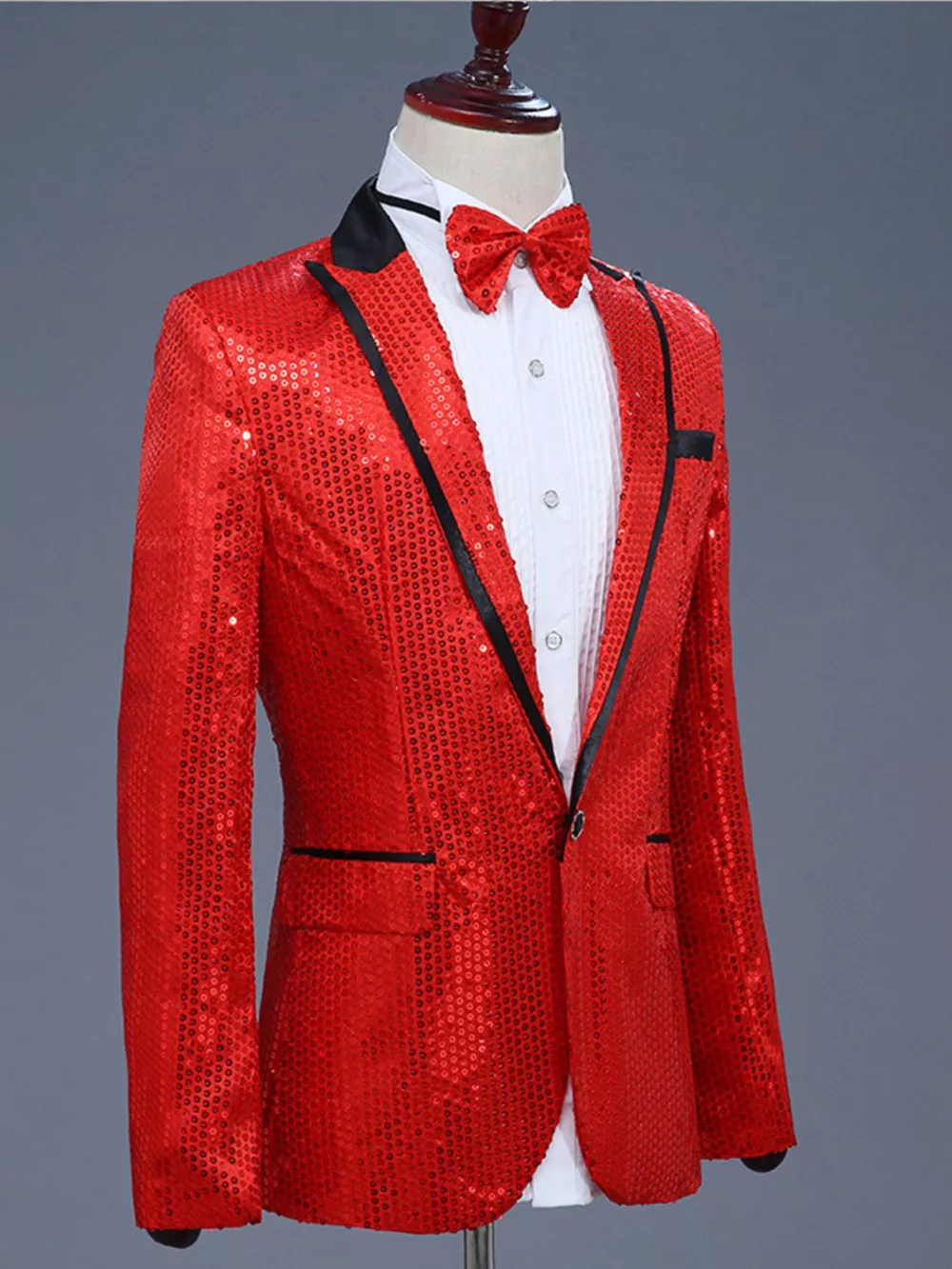 Men's Full Size Sequin One Button Long Sleeve Blazer Plus Size, image 9