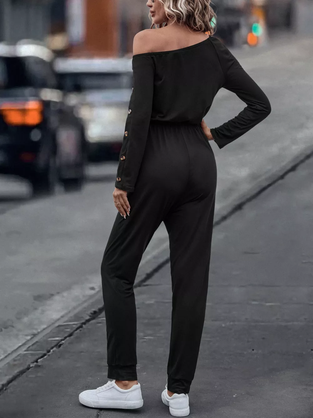 One Shoulder Long Sleeve Jumpsuit, image 2