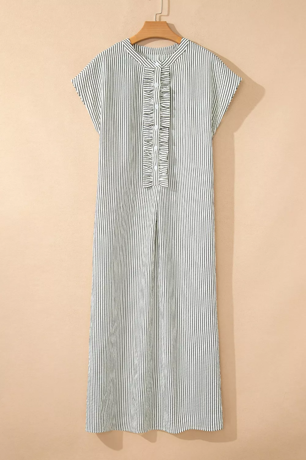 Striped Ruffle Button Front Maxi Dress, image 3