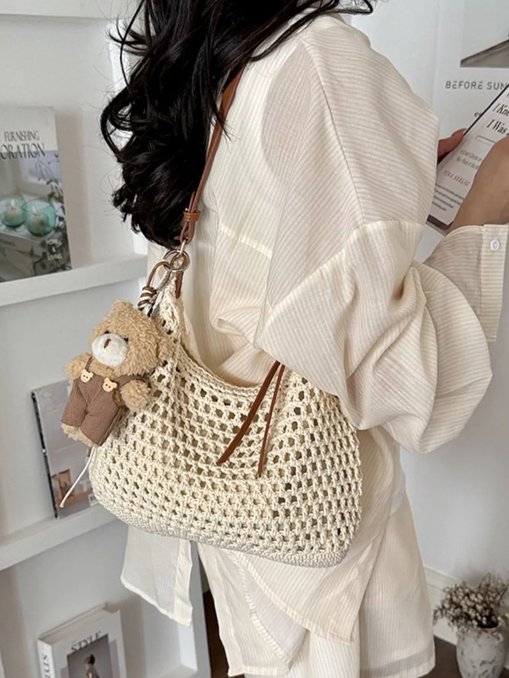 Crochet Knit Crossbody Bag, image 5