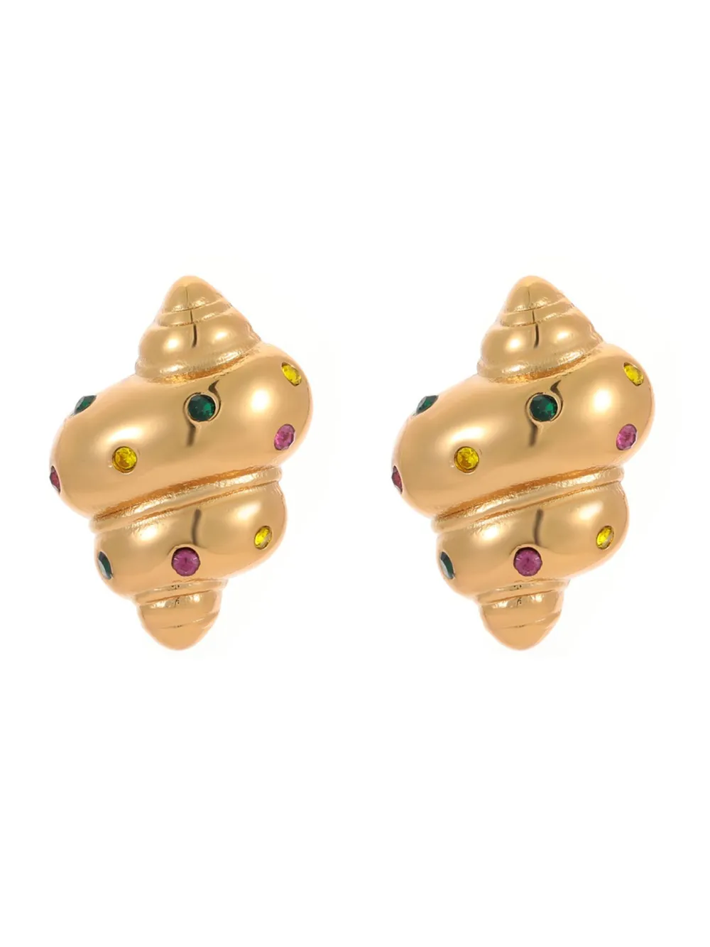 18K Gold-Plated Inlaid Zircon Spiral Earrings, image 5