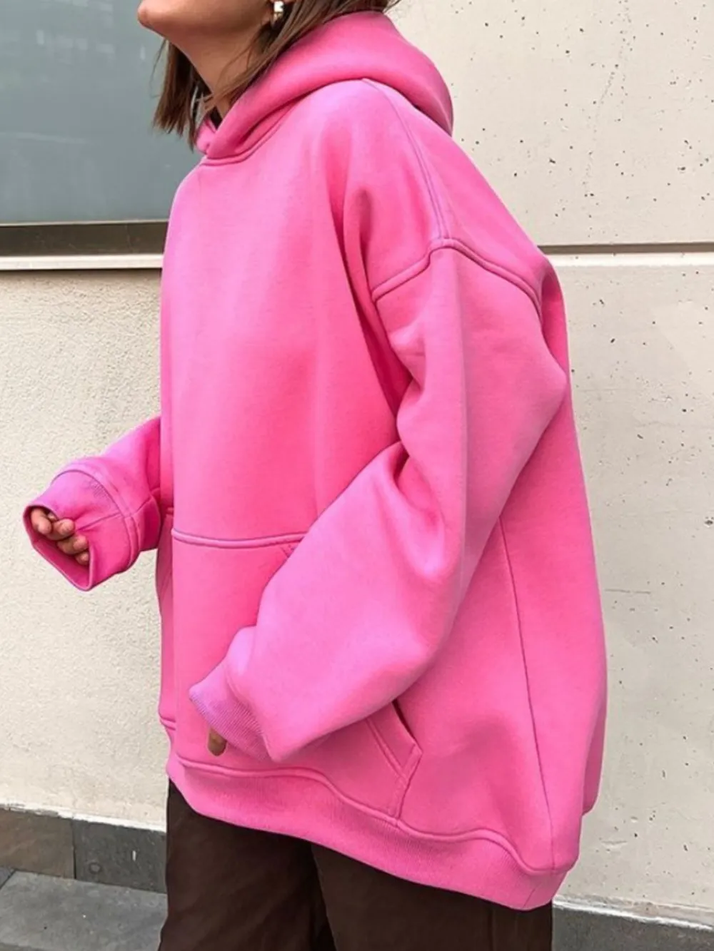 Pocketed Dropped Shoulder Long Sleeve Hoodie, image 6