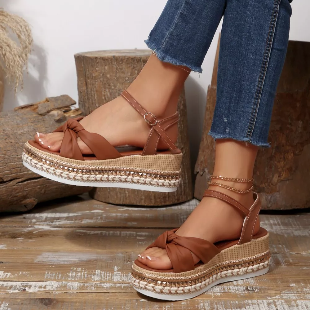 Bow Knot Platform Wedge Sandals, image 2