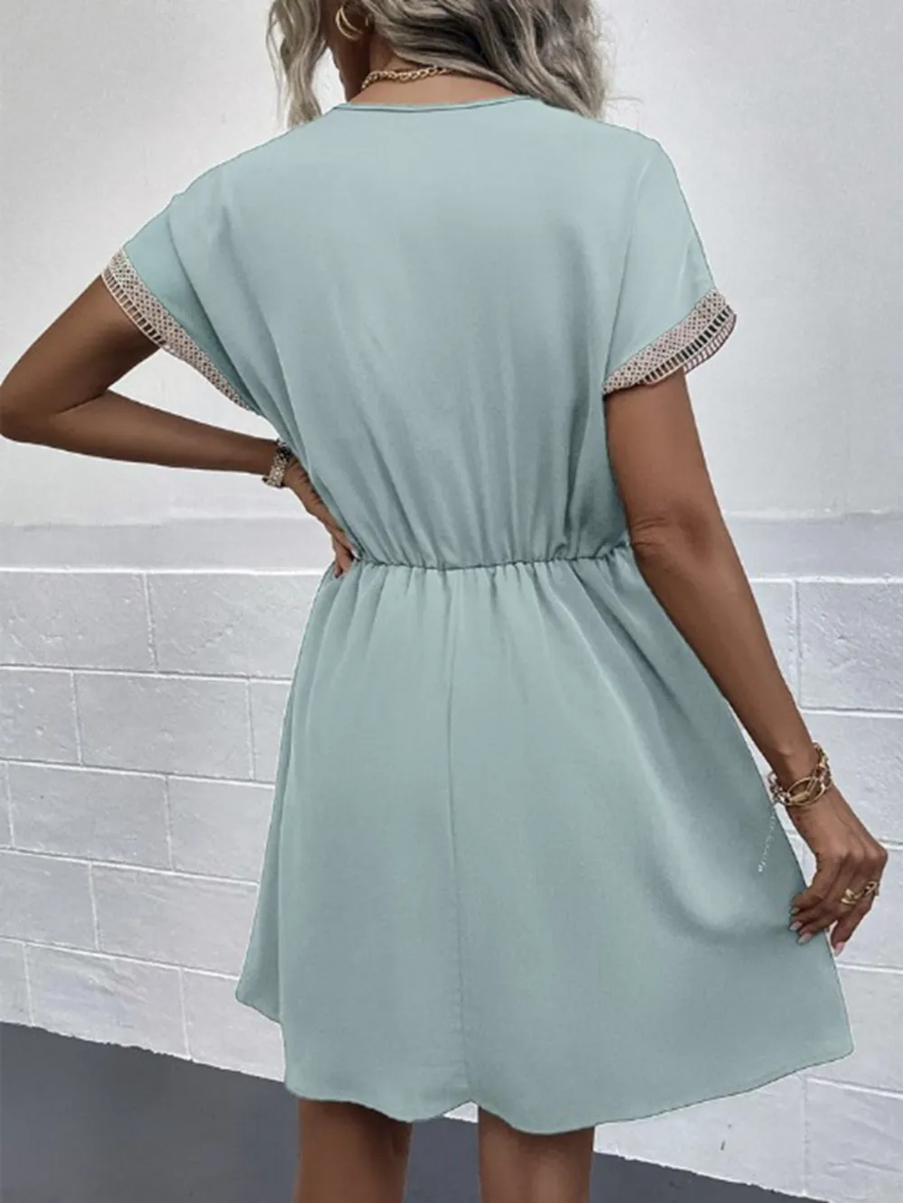 Full Size V-Neck Short Sleeve Dress Plus Size, image 2