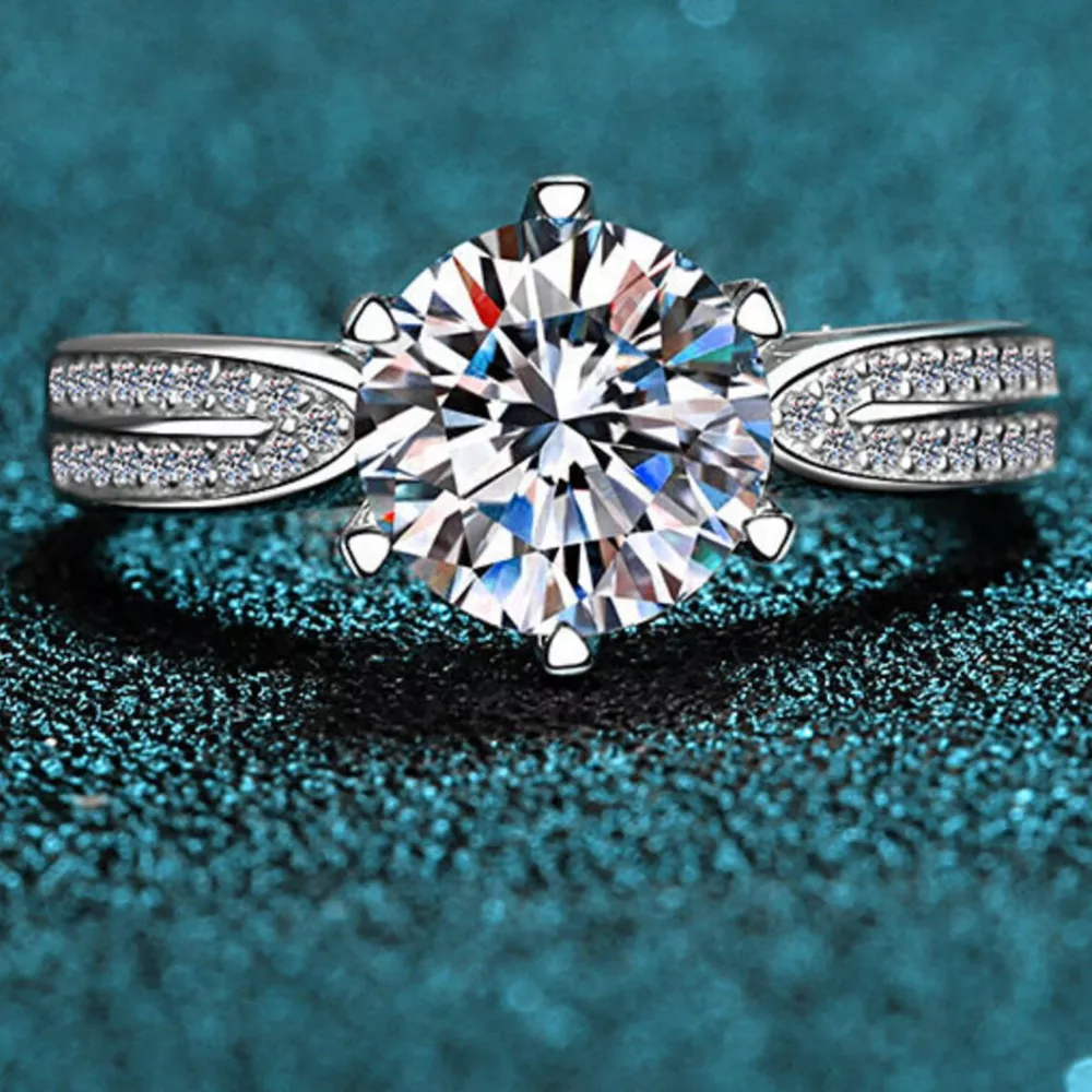 3 Carat 925 Sterling Silver Moissanite Geometric Ring, image 2