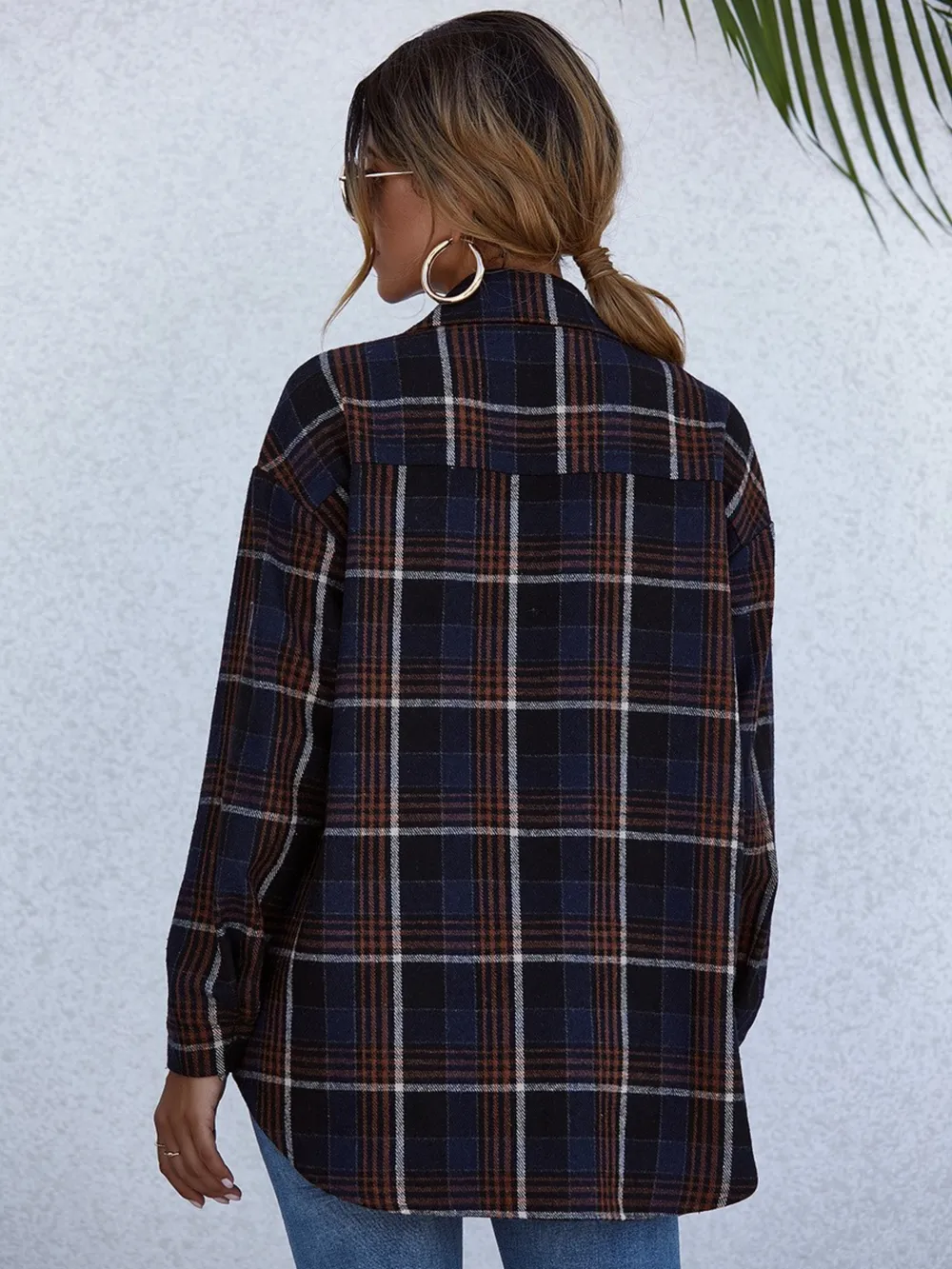 Plaid Button-Up Long Sleeve Shirt, image 2