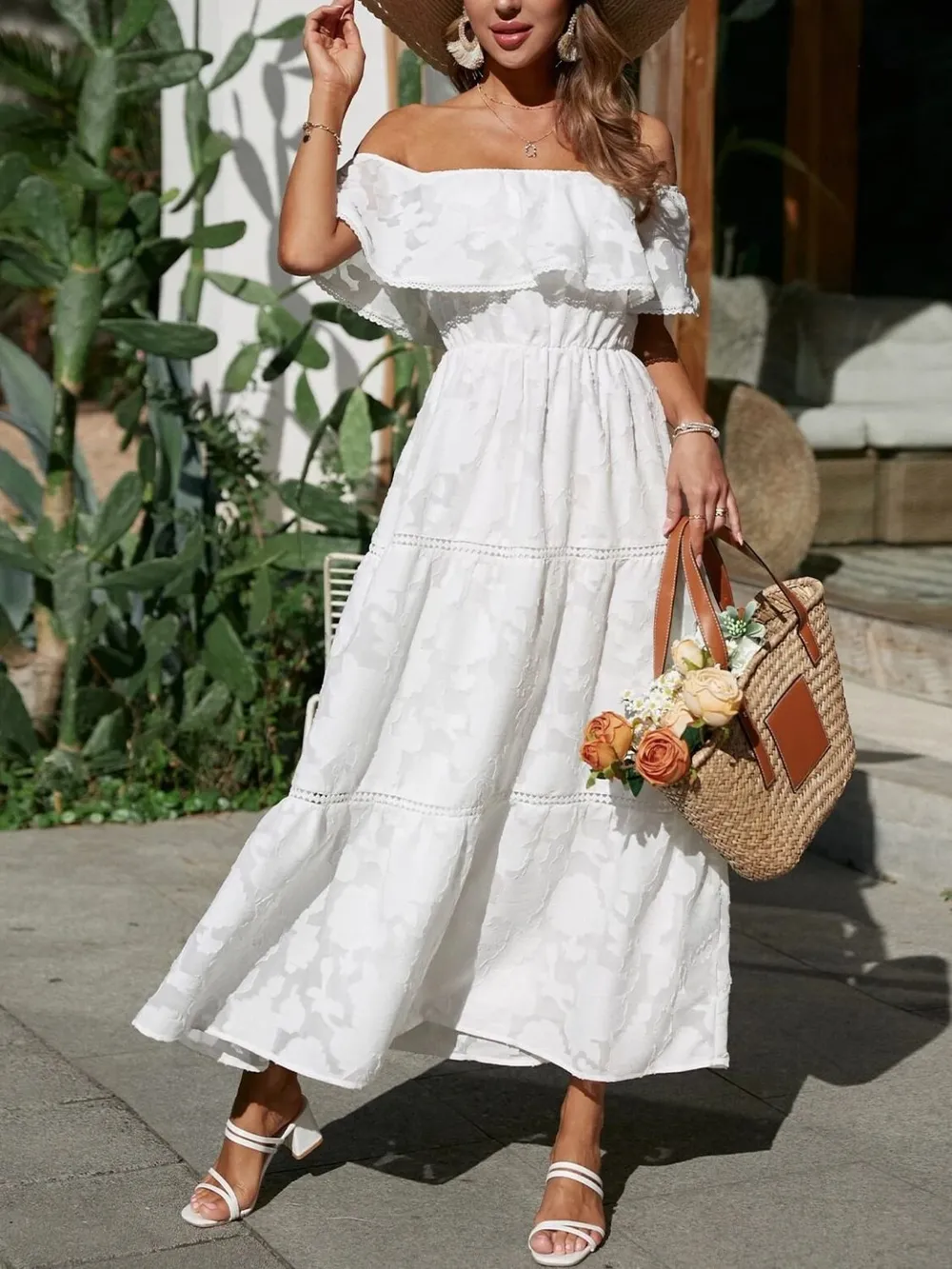 Ruched Off Shoulder Short Sleeve Midi Dress, image 2