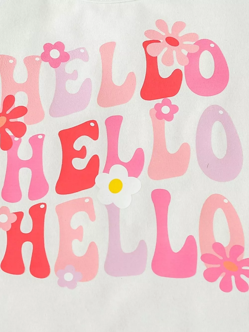 Children's Hello Print Ruffle Sleeve Top & Shorts Set, image 3