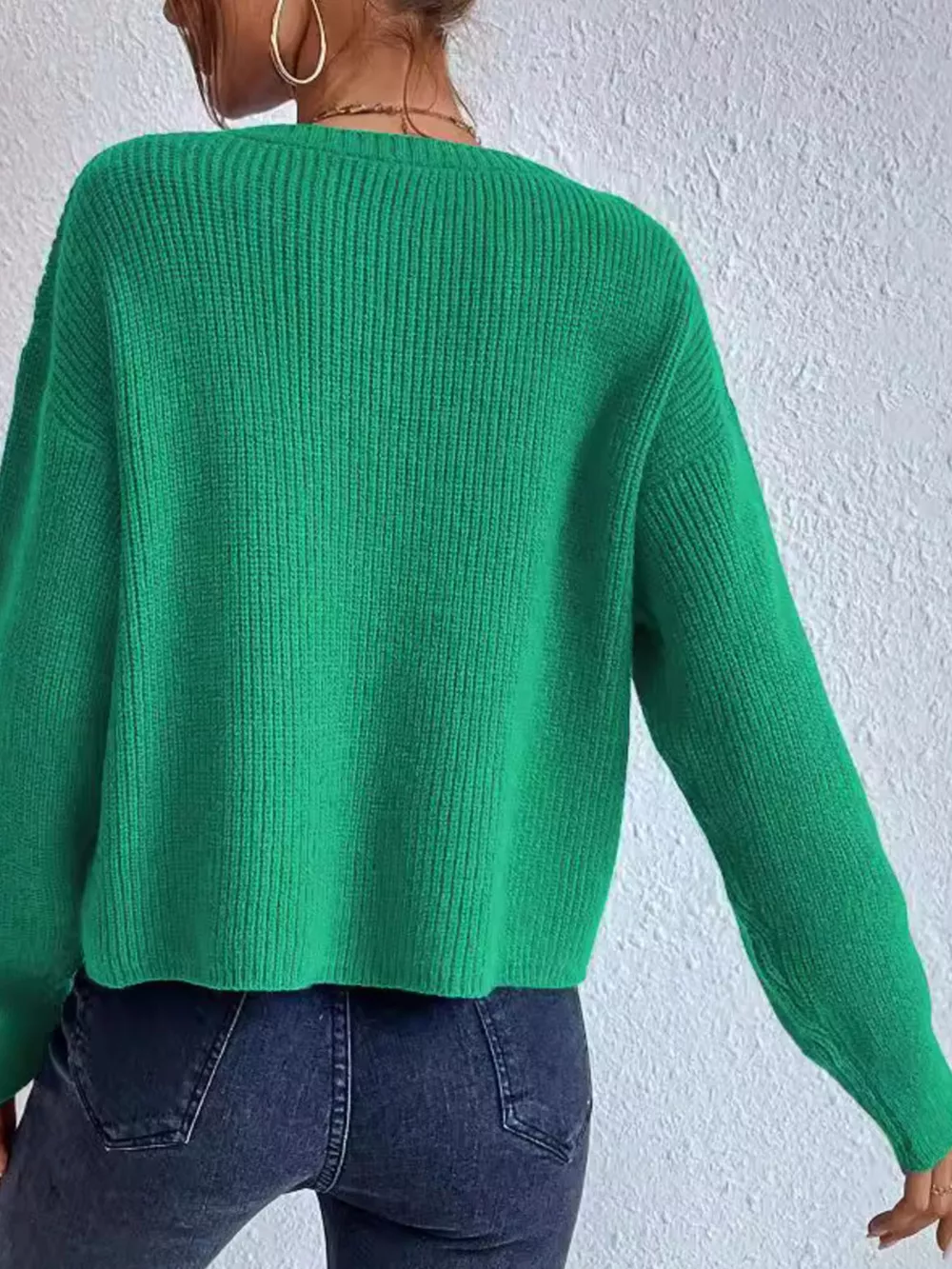 Ribbed Knit Dropped Shoulder Sweater, image 14